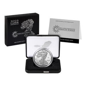 2025 Laser Engraved American Eagle One Ounce Silver Proof Coin - NEW